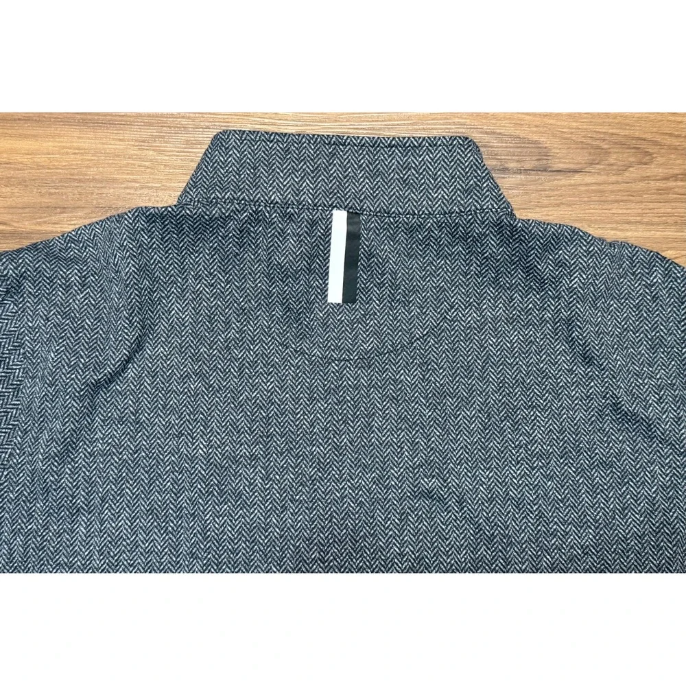 Rhoback Mens 1/4 Quarter Zip Pullover Grey Herringbone Performance Pullover Sz L